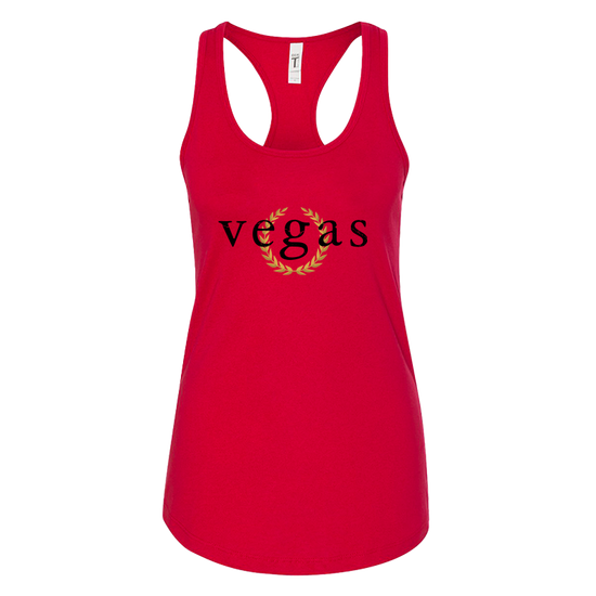 Red Ladies Tank Top Las Vegas Wreath